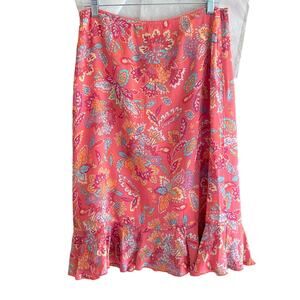 Women's SIGRID OLSEN PM Colorful Skirt Paisley Ruffle Lined Boho Festival